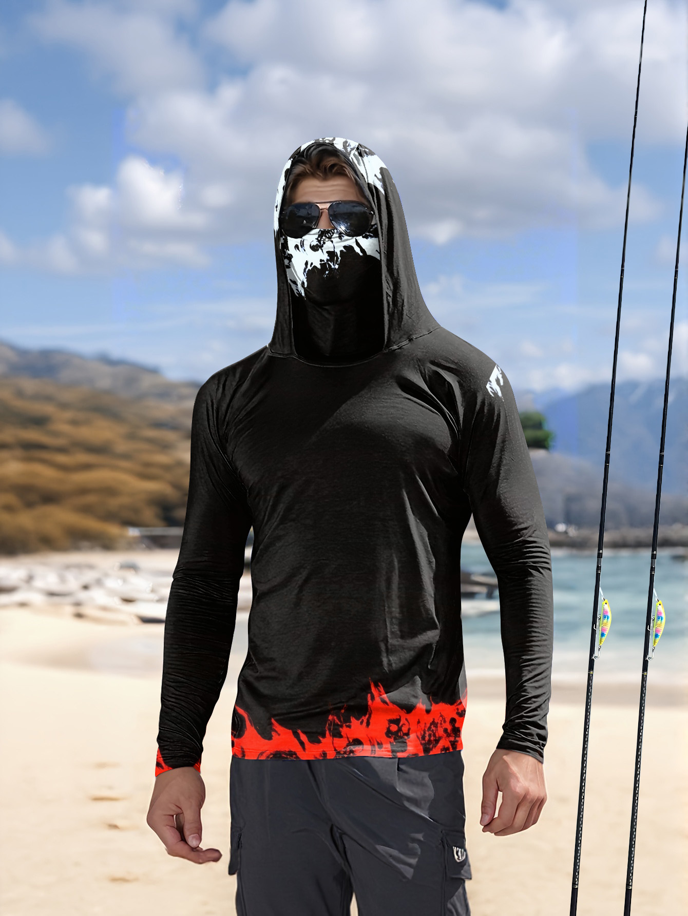 Resin - Men Hood Fishing Shirt Long Sleeve