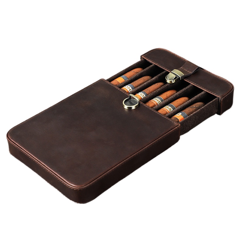 Resin - Luxury Genuine Leather Portable Cigar Case