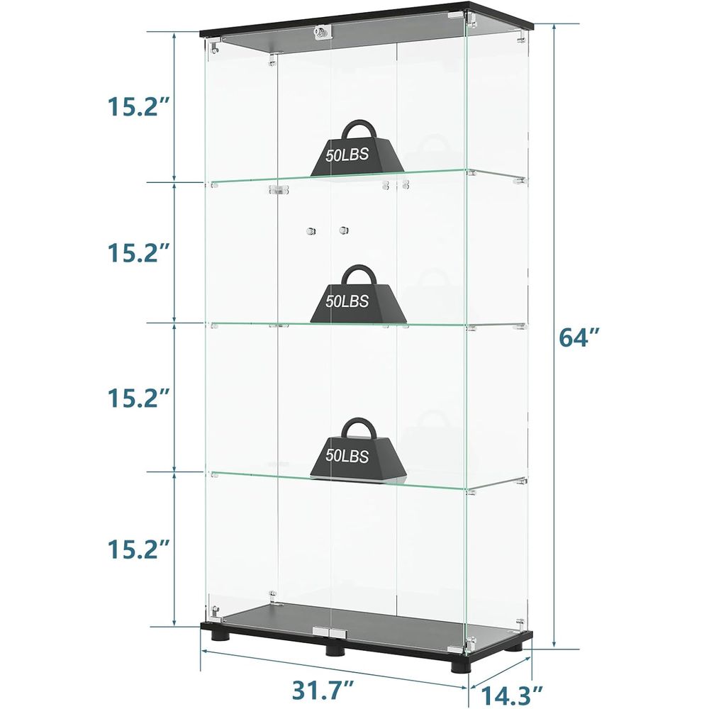 Glass Display Cabinet with 4-S - огляд і ціна Glass Bed