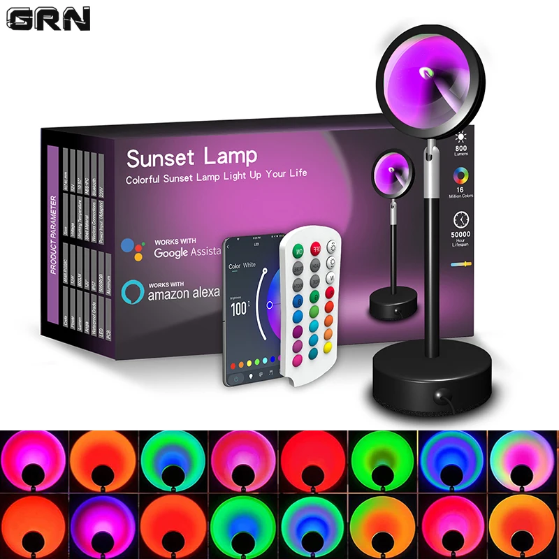 Smart LED Sunset Lamp Colorful - огляд і ціна Glass Bed